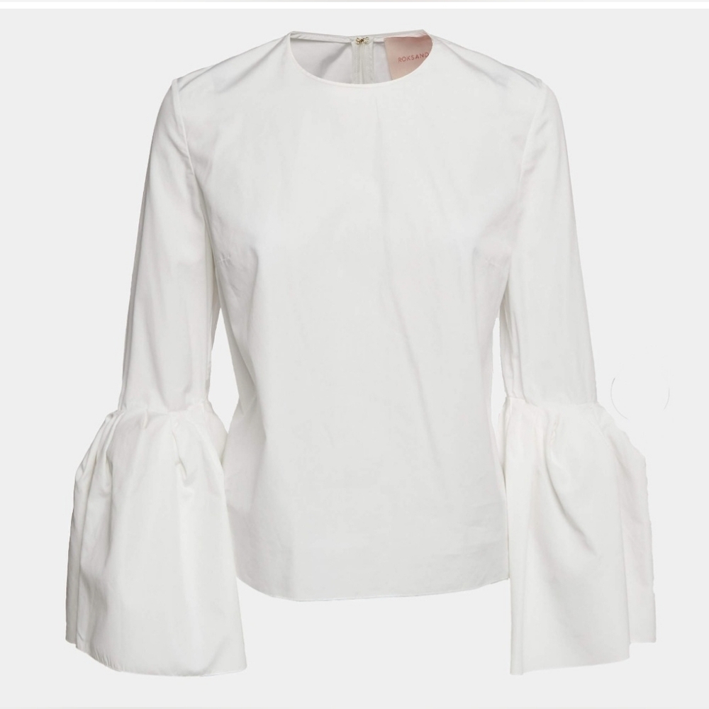 Roksanda Ilincic White Poplin Bell Sleeve Blouse